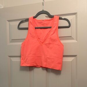 Athleta Neon Coral V-Neck Cropped Tank